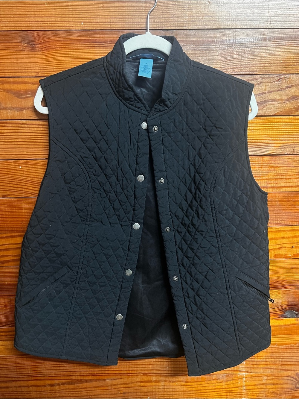 Duluth Trading Co Women’s Medium Black Quilted Vest Snap Front Zip Pockets